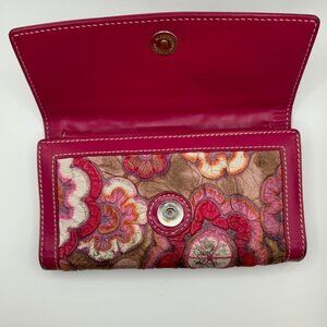 Roxbury Floral Tooled Leather/vinyl Trifold Ladies Wallet Pink